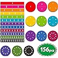 156 PCS Magnetic Fraction Tiles Circles, Educational Math Learning Manipulatives Set for Preschool Elementary School
