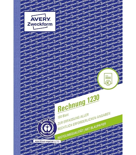 Avery Zweckform 704-5 Rechnungsbuch A5 - 5er Pack Mit Blaupapier Und Durchschlag