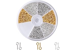 ISIYINER Ganchos de Tornillo de 4 mm con Aro de 10 mm Acero Inoxidable Hembrillas para la Fabricación de Joyas Hechos a Mano DIY 600 Piezas 3 Colores