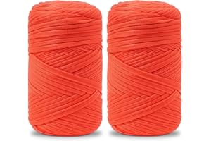 Vincona Fil tee Shirt pour Crochet 2 x 200 g, Fil Crochet, Idéal pour Crocheter des sacs, Paniers, Tentures Murales, Décoration d'intérieur et Loisirs Créatifs-Rouge orangé 07