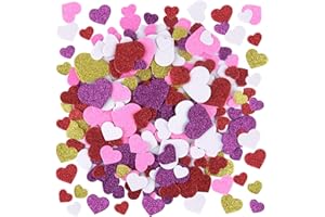 MIAHART 300 Pcs Glitter Heart Foam Stickers Self Adhesive Colorful Heart Shapes Glitter Stickers for Valentine's Day Kid's Arts Craft Supplies Greeting Cards Home Decoration (Style 2)