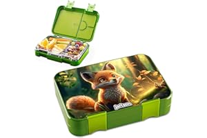 Jarlson® Brotdose Kinder mit Fächern TONI [AUSLAUFSICHER] - Bento Lunchbox mit Trennfächern - Frühstücksbox für Schule, Kita & Kindergarten - Jausenbox für Jungen & Mädchen - Vesperbox (Fuchs)