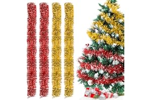 BLUELVES Wieniec choinkowy, 4 sztuki wianek bożonarodzeniowych, 2M girlandy choinkowe, wieniec bożonarodzeniowy, wieniec bożonarodzeniowy na choinkę, dekoracja domu wewnątrz na zewnątrz (czerwono-złoty)