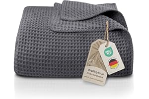 LAYNENBURG Premium Koc bawełniany o strukturze waflowej pique, 150 x 200 cm, Öko-TEX 100, mieszanka bawełny, koc do przytulania - koc do mieszkania, na sofę, kanapę - koc wełniany przytulny i ciepły z