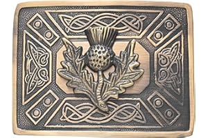 KILT MANIA Celtic Thistle Kilt Belt Buckle – Traditional Scottish Thistle Design, Highland Men’s Accessory, Crafted Pewter for Classic Kilt Attire