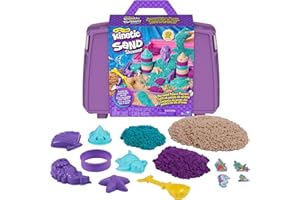 Kinetic Sand Sable Magique - Mallette Palais de Sirène 934 G + 8 Accessoires - Emportez Votre Sable Coloré Partout & Sculptez Vos Créations - Loisir Créatif Enfant - Jouet Enfant 3 Ans Et +