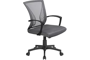 Yaheetech Chaise de Bureau avec Siège Dossier en Maille Respirante Hauteur Réglable Fauteuil d'Ordinateur Inclinable à roulettes Pivotantes Charge 125kg Gris foncé