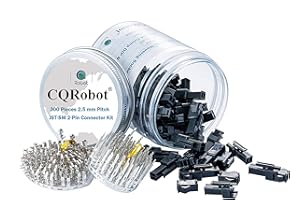 CQRobot JST SM 2,5 mm Tonhöhe 2-PoligeSteckverbinder IC Männlich Stecker und Weiblich Steckdose Gehäuse, Männlich/Weiblich T-Crimp-Klemme.50 Sätze/300 Teile Draht-zu-Draht-Adapterkabelbaugruppe.