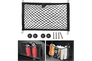 MMZ Car Storage Net, Car Cargo Rear Trunk Seat Net Elastic Mesh Bag Boot Storage Organizer Pocket for Motorhomes, Caravans, Boats, Yacht Large (45X25cm)