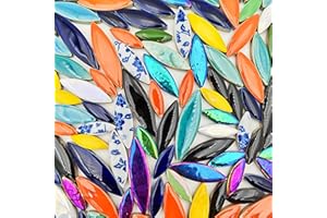YOZIEMQ 500 g Weidenblatt-Blütenblatt-Mosaik, unregelmäßige Mosaikstücke für Heimdekoration oder Bastelarbeiten, Mosaikherstellungszubehör (gemischte Farben)