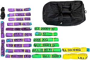 Set d'Élingues Rondes Dolezych, Charge Maximale d'Utilisation 1000-3000 kg, 20 Pièces - Violet/Vert/Jaune/Gris