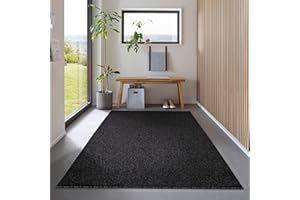 ‎CARPETSALE24 Carpetsale24 Dichter Kurzflor Teppich Wohnzimmer Anthrazit 80 x 150 cm Modern Einfarbig Design - Flauschiger Teppich Schlafzimmer Extra Weich Pflegeleicht - Läufer Flur Teppiche für Küche Kinderzimmer