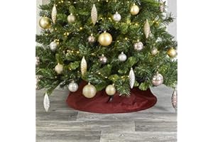 URBNLIVING Base para árbol de Navidad, aterciopelada, decoración para el hogar, rojo
