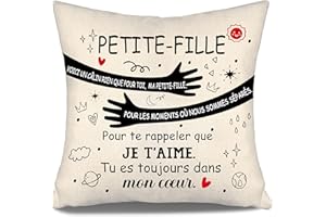 AOSUMIN Voici un câlin rien que pour toi, ma petite-fille pour les moments où nous sommes séparés Pour te rappeler que je t’aime Housse de coussin pour petite-fille Cadeau d'anniversaire Cadeau de Noël