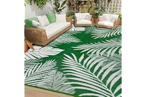 Cekene Tapis d'extérieur Terrasse Vert 245x305cm Imperméable Grand Tapis de Sol Exterieur Plastique Tapis de Jardin Pliable Résistant aux intempéries aux UV Tapis pour Extérieur Balcon Pique-Nique