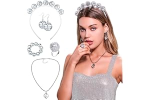 LaVenty Luxury Disco Party Outfit Women Disco Party Accessories Disco Ball Earrings Disco Necklace Rhinestone Glasses Disco Party Favors Supplies Club Musical Festival Outfit