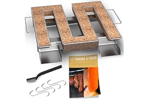‎GRILL'N CHIPS Kaltrauchgenerator/Räucherschnecke für Räucherofen Fleisch und Fisch + 4 Fleischerhaken und 1 Reinigungsbürste - Gratis E-Book