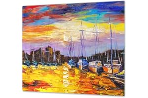 CONCEPT CRYSTAL Tagliere da cucina in vetro e Copri-piano cottura a induzione – pezzo UNICO (60x52 cm) o DUE pezzi (30x52 cm ognuno); D13 Serie D'arte: Disegno 81