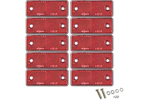 AELMIYW 10Pcs Reflectores Autoadhesivos Rectangular,Reflectores Reflectantes,Reflector Adhesivo,Catadioptrico Remolque para Remolque Camión Moto Bicicleta Máquinas Agrícolas (Rojo)