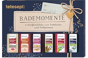 ‎TETESEPT tetesept Bäder Geschenkset Bademomente – Badezusatz Probierset mit Geschenkanhänger - das ideale Präsent für jeden Anlass – 1 x Badeset (6 x 20 ml)
