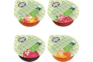 Menz&Gasser Confettura Extra Bio di Gusti Assortiti Monodose Biologica, Albicocca, Ciliegia, Fragola e Pesca, con Frutta, 100 porzioni x 20 g