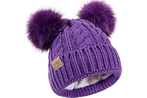 Tontuland Kinder Winter Beanie Kinder warm gestrickt Fleece gefüttert Ski Pom-Pom warme Strickmütze für Jungen & Mädchen 3-9 Jahre