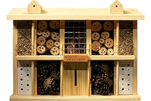 LUXUS-INSEKTENHOTELS 22640e Design Wildbienenhotel Landsitz Superior Bausatz - Insekten Nisthilfe aus unbehandeltem Vollholz - Nistplatz für Nützlinge im Garten - 47 x 12,5 x 34 cm - Natur