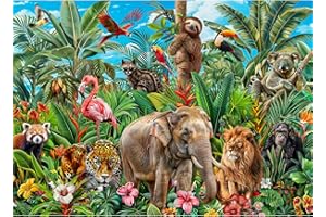 MOJIGE Jigsaw Puzzles for Adults 1000 Piece Jigsaw Puzzles for Adults Educational Game Challenge Toy 1000 Pieces Puzzles for Adults Kids.Educational Games Home Decoration.Theme: Animal Family