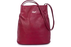 Mabel London Women's Fashion Designer Medium Size Plain Soft Vegan Leather Hobo Bucket Tote Shoulder Bag - Delilah