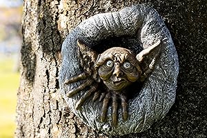 Garden Mile Adornos de jardín con diseño de árbol de Duende, Resina de Rostro de ogro, Arte de Pared para Exteriores – Estatuas y esculturas montadas en la Pared Resistentes a la Intemperie