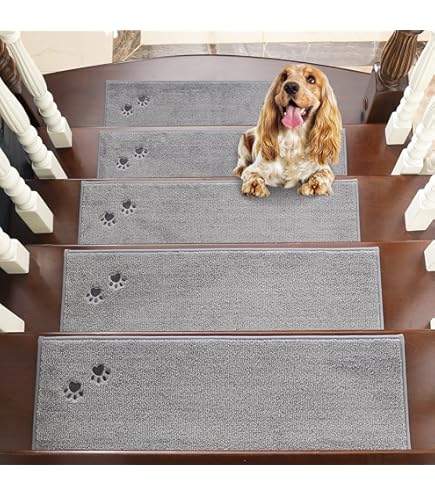 Homwiz Antislip Traptredenmatten Set van 15, Zelfklevende Trapmatten Binnen, Trap Mat Snijdbaar & Herbruikbaar voor Bescherm Huisdieren, Senioren Kinderen (Donkergrijs, 55 x 22 cm