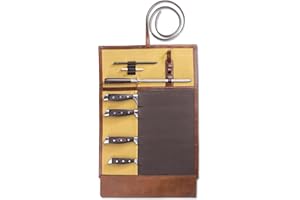 Angus Stoke Borsa per coltelli da cucina di alta qualità, in pelle, per coltelli, borsa per coltelli da cucina, borsa da cucina Charles (marrone/crema)