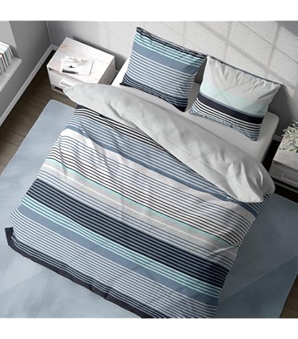 Leonado Vicenti Beddengoedset, katoen, grijs, turquoise