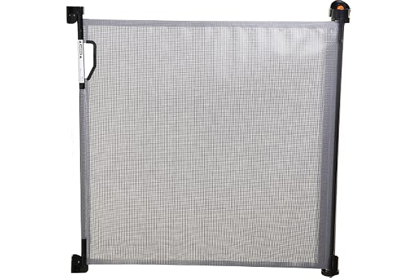 Dreambaby Barrière de sécurité rétractable pour bébé – Extra Large et Haute en Maille – Convient jusqu'à 140 cm de Large et 93 cm de Haut – avec 2 Jeux de Supports de Montage (Inclus) (Blanc)