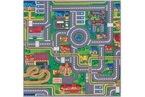 ‎CARPET STUDIO Carpet Studio Teppich Kinderzimmer 95x100cm, Kinderteppich, Spielteppich Straße Jungen & Mädchen, Teppiche für Babyzimmer, Schlafzimmer & Spielzimmer, Antirutsch, 30°C waschbar - Playcity