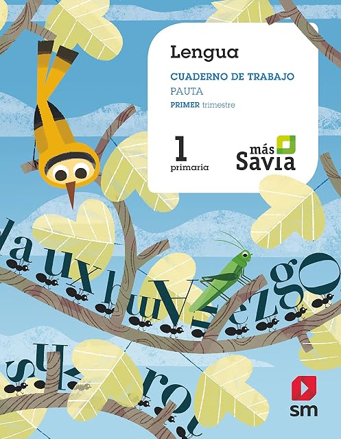 Portada de Cuaderno de lengua, Pauta. 1 Primaria, 1 Trimestre. Más Savia