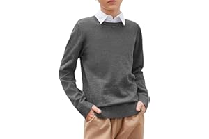 Arshiner Boys Knitted Jumper Pullover Round Neck Kids Plain autumm Winter School Uniform Sweater 5-12 Years