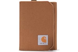 Carhartt M?ski potrójny, wytrzyma?y portfel dla m??czyzn, dost?pny w stylu skórzanym i p?óciennym, Nylonowa kraw?d? (Carhartt Brown), jeden rozmiar