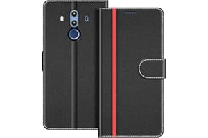 COODIO Etui z klapką do Huawei Mate 10 Pro, Futerał na Portfel Magnetyczny do Huawei Mate 10 Pro Pokrowiec, Czarny/Czerwony