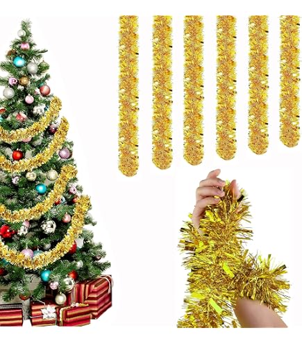 3 Guirlandes Métallisées De Noël – 2 M Chacune, Or Brillant, Pour Sapin Et Décoration - 7