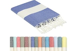 FLORA FURORA Fouta Serviette de Plage Coton 100 x 200 cm - Qualité Luxe Original - Tissu de Hammam Sauna Oriental, Pique-Nique Tapis, Couverture Voyage, Drap de Plage, Serviette Plage Femme Homme Ado, Couvre-Lit