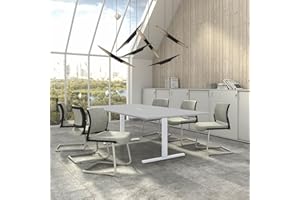 Weber Büro Easy - Tavolo da conferenza, 240 x 120 cm, colore: grigio perlato con impianto elettrico
