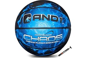 AND1 Chaos Rubber Basketball & Pump: Game Ready, Official Regulation Size, Made for Indoor and Outdoor Basketball Games