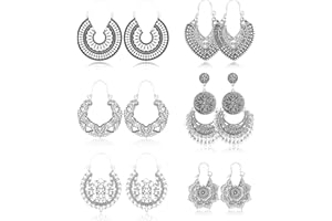 Finrezio 6 Paia Orecchini Pendenti Vintage Con Boemia Boho Orecchini Pendenti a Forma Di Cuore Con Petali a Forma Di Cuore Per Le Donne Ragazze Gioielli In Oro Ipoallergenico