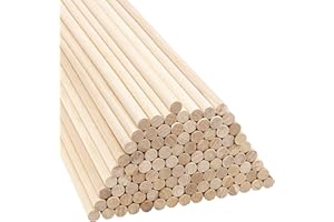 Belle Vous Pack de 100 Palo Madera Redondo Natural - 18 cm de Largo Varas de Madera Extra Largas Sin Terminar - 9,5 mm de Grosor - Palos de Madera Redondos, Manualidades, Decoraciones, Arte