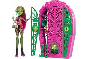 Monster High Skulltimate Secrets, Puppe und Zubehör, Garden Mysteries Venus McFlytrap mit zauberhaftem Kleiderschrank und über 19 Teeparty-Überraschungen wie Moden, HYT75