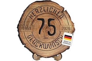 ‎DARO DESIGN DARO Design – Baumscheibe mit Gravur für 75. Geburtstag – Geburtstags Geschenk aus Holz – Hochwertige Holz Geschenke mit Gravur ideal für Geburtstag – Dicke 6mm, Durchmesser 20cm – Made in Germany