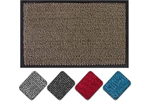 Hani Door Mat – Heavy Duty Door Matts Indoor – Large Non Slip Rubber Barrier Mat, Washable Front Indoor & Outdoor Mat, Hall Kitchen Dirt Trapper (Brown, 60 x 90cm)