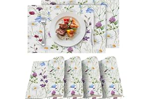 XPHZZL Table Mats Set of 4 Garden Floral Decorative Placemats Washable Non-slip 45 x 30cm Heat Resistant for Kitchen Dinning Restaurant 18"X12" (4pc-Purple Daisy)