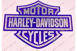 Stemma logo decal HARLEY DAVIDSON, classic logo, adesivo resinato, effetto 3D. Per SERBATOIO o CASCO. Blu-Cromo
